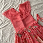 Peach Colour Embroidered Girls Lehenga Set -VS3773